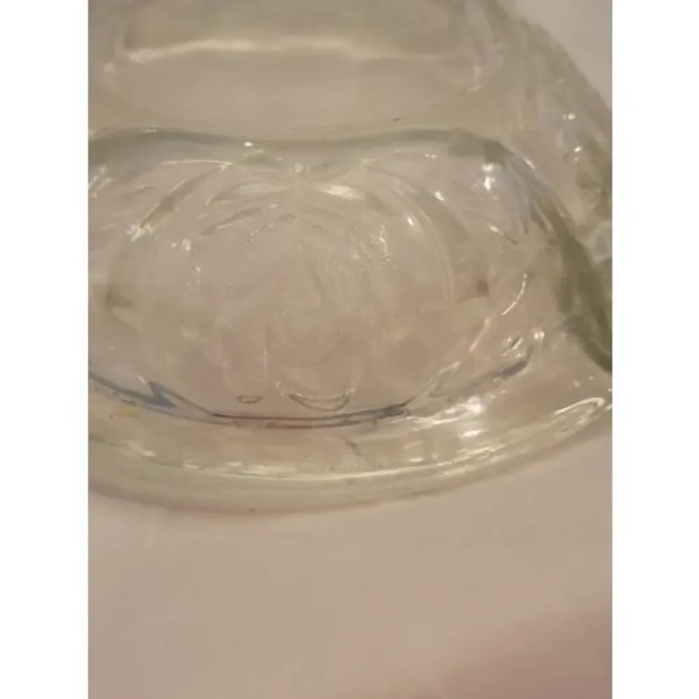 KIG Indonesia Pressed Heavy Glass Rose Pattern Vintqge Ashtray 4 Rest 6